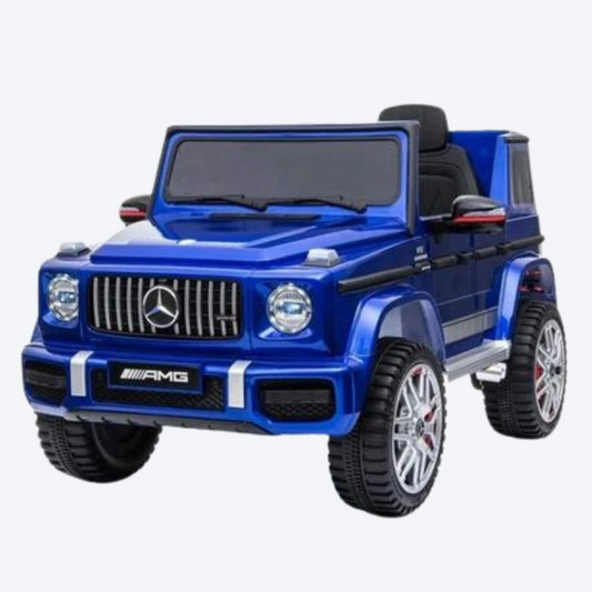 Blue Mercedes G-Wagon G63 AMG electric ride on car for kids with Bluetooth sound system