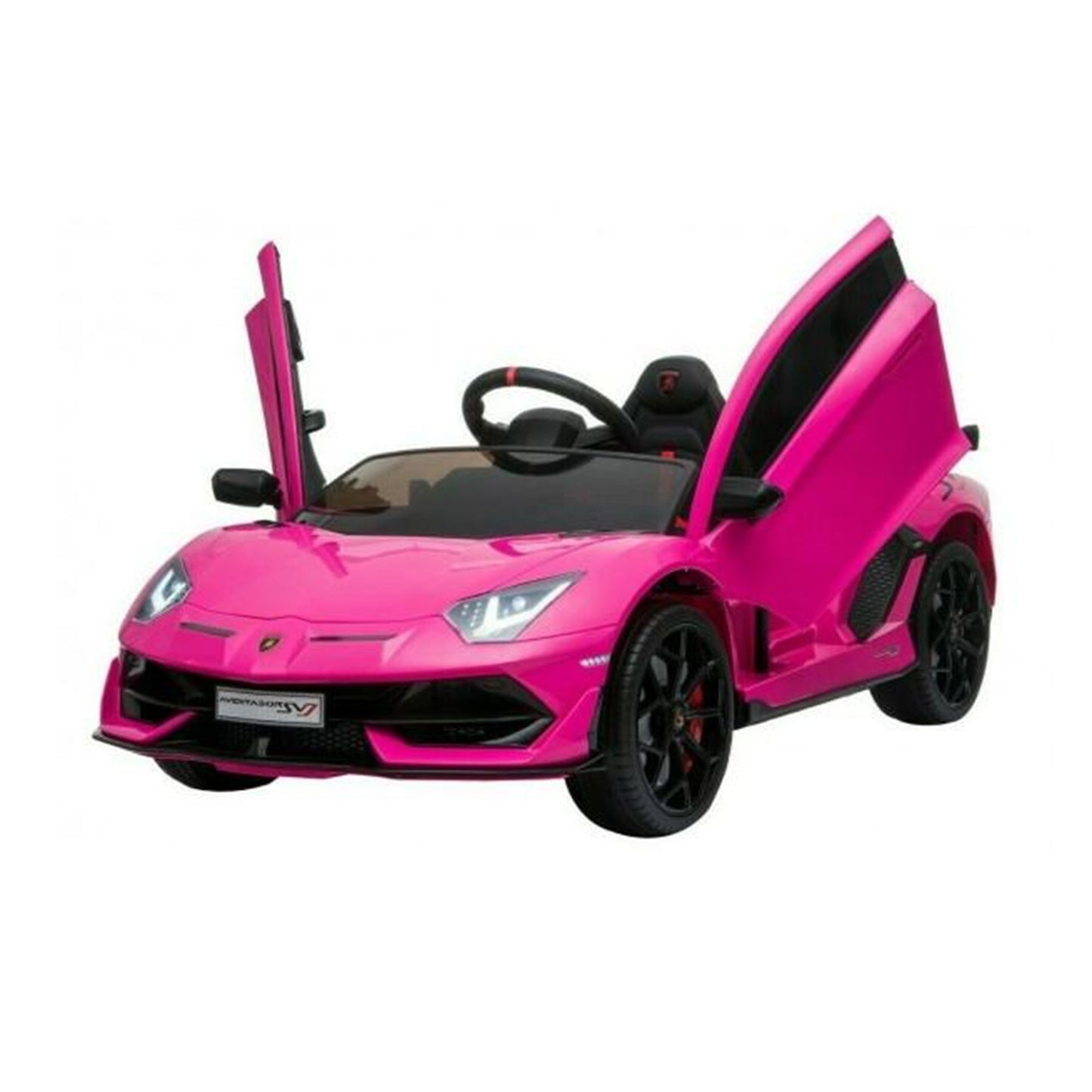 "Kids Car store's Pink LAMBORGHINI SVJ 12 Volt Electric Ride with Parental Remote Control."