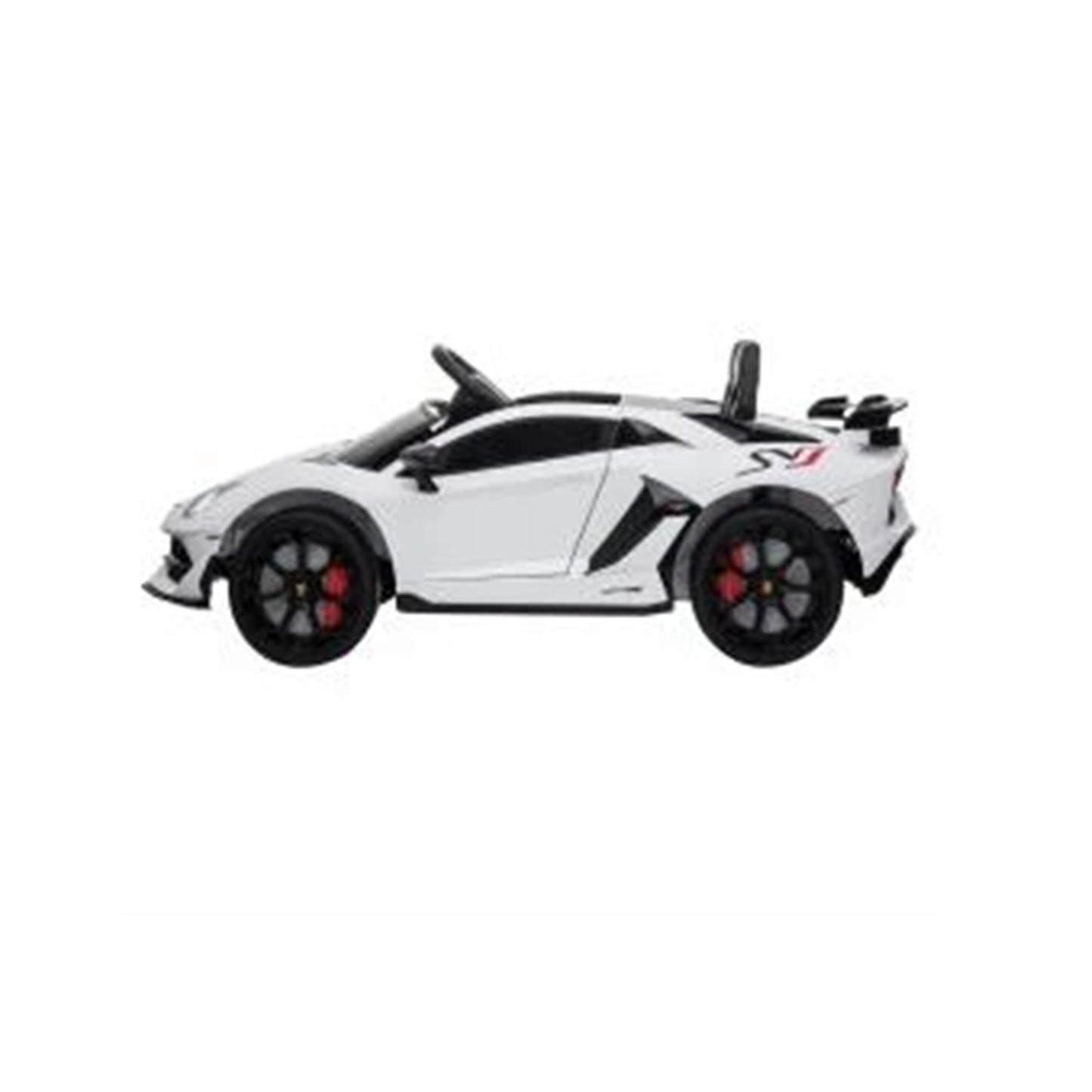 "White Lamborghini SVJ 12V Electric Kids Ride-On with parent remote control from our store."