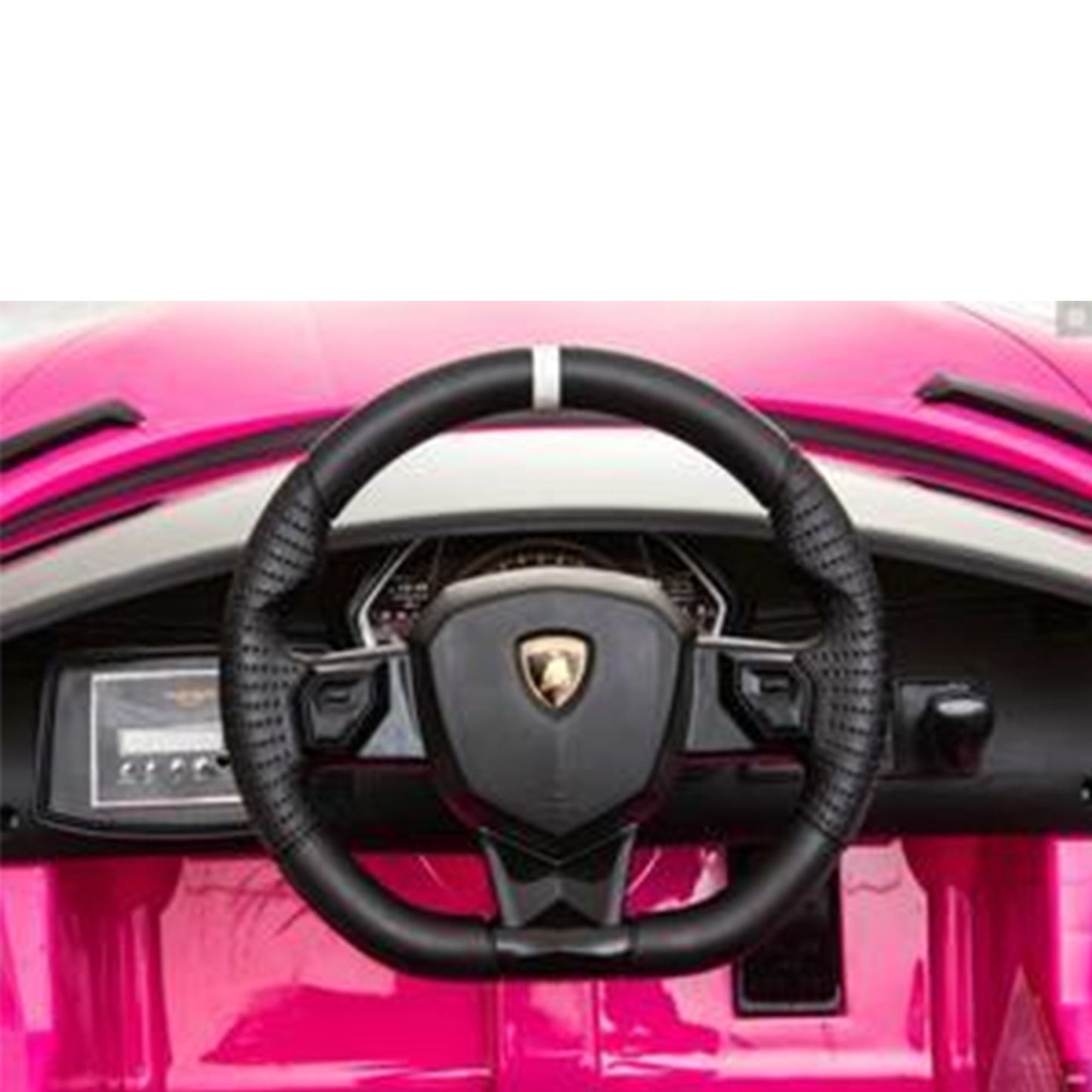 "Official Pink Lamborghini SVJ 12V electric ride-on car, available at Kids Car Store"