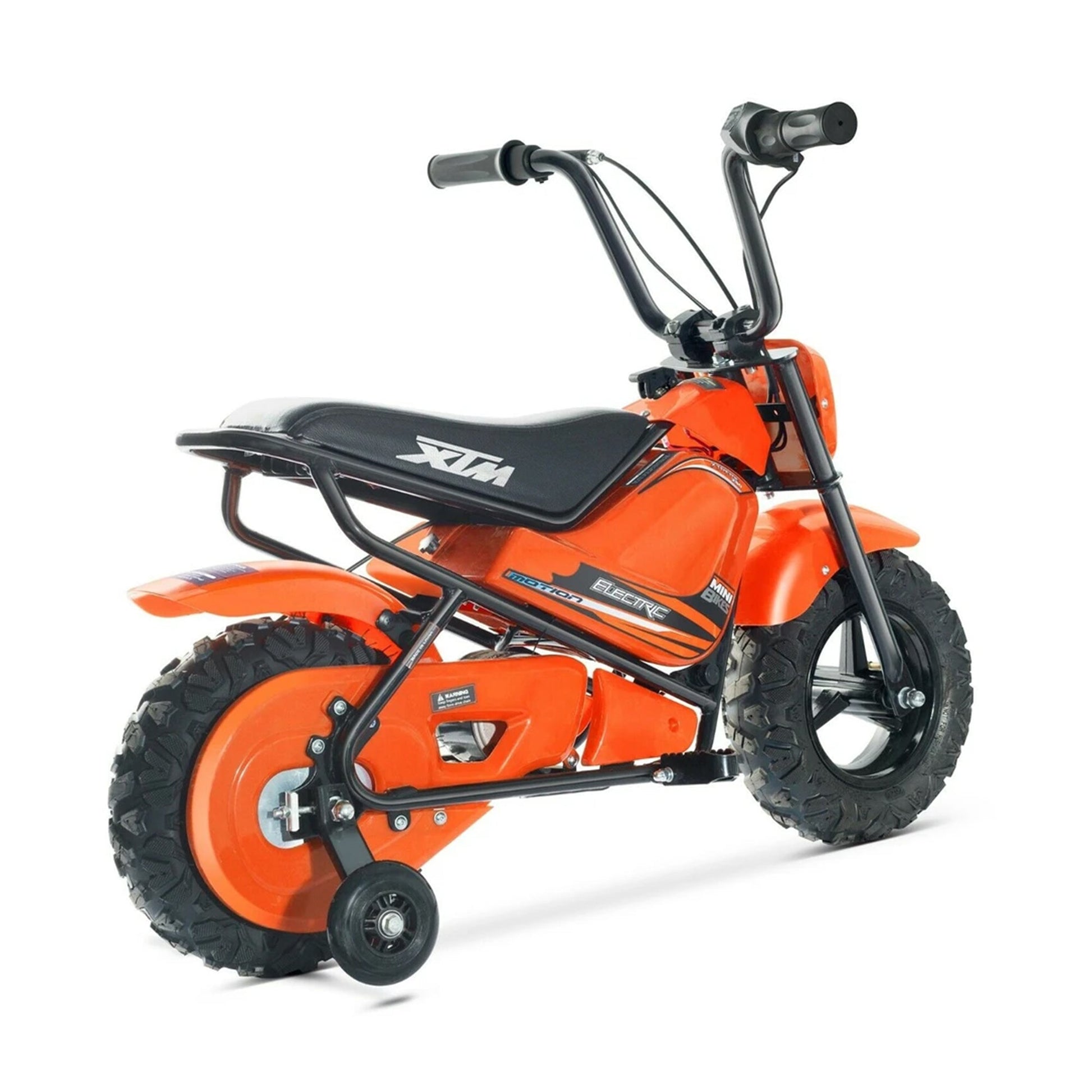 "Small orange Mini Dirtbike Scrambler for kids, electric ride on, 250 Watt 12 Volt by Kids Dirt Bike on a white backdrop."