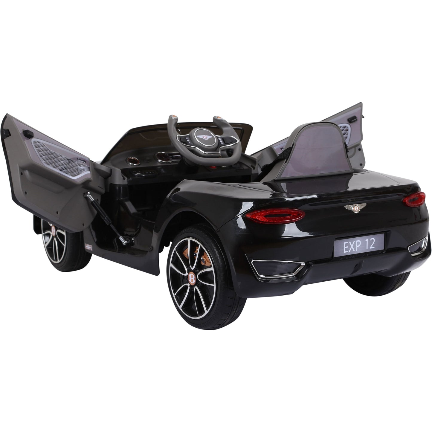 Black Bentley GT EXP12 Electric Ride On Toy Car for Kids with open doors