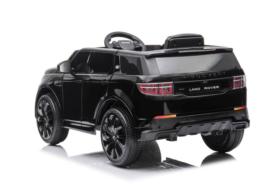 Black Range Rover Discovery 12v electric ride-on toy car for kids on a white background