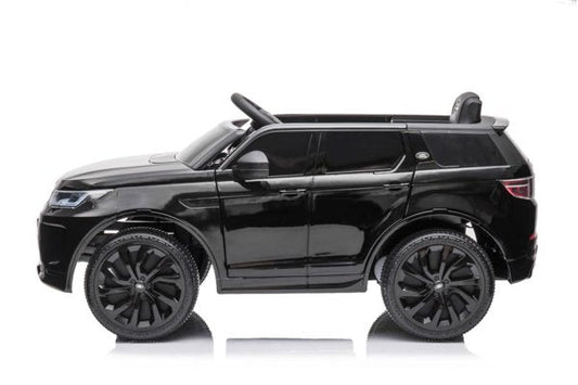 Black Range Rover Discovery kids electric ride-on car on a white background.