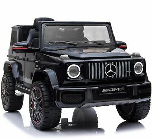 Black Luxury Mercedes Benz G63 AMG Battery Electric Ride-on Car for Kids with Bluetooth Sound System