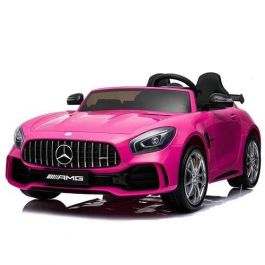A pink electric 2-seater ride-on car resembling a Mercedes AMG GTR, complete with parental remote control, displayed on a white background from KidsCar.co.uk.