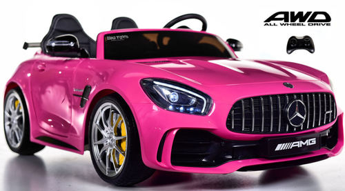 "ShopMyStore's Pink Mercedes AMG GTR Electric Ride-On for Kids with Parental Remote Control from MERCEDES."