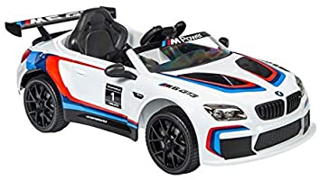 "White and blue BMW M6 GT3 electric ride-on car for children, 12 Volt at KidsCar.co.uk."