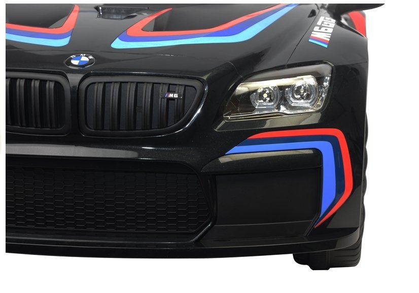 Black BMW M6 GT3 Electric Ride on Car with Racing Stripes and Parental Remote Control