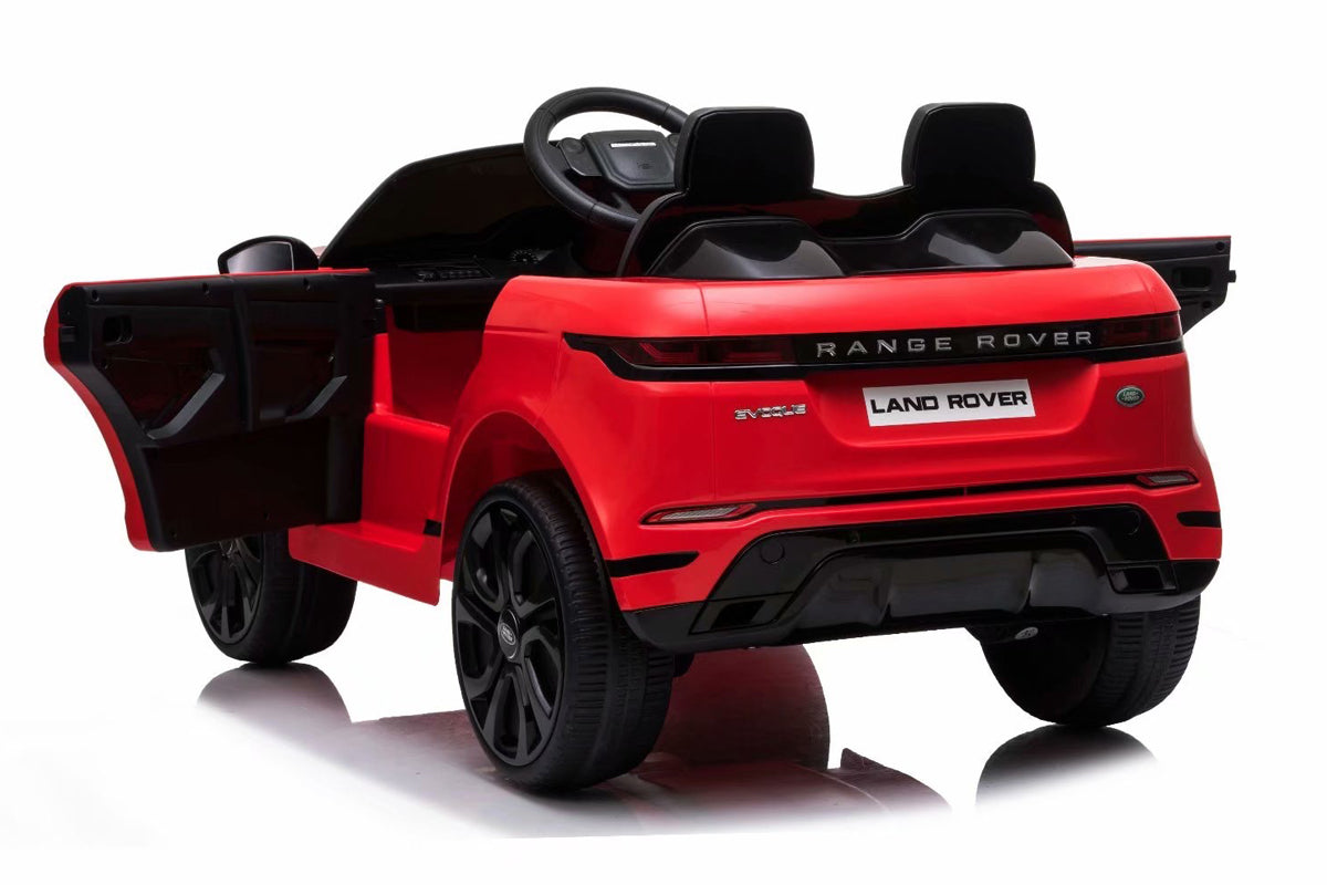 Red electric Range Rover Evoque ride on car for children with parental control from KidsCar.co.uk.