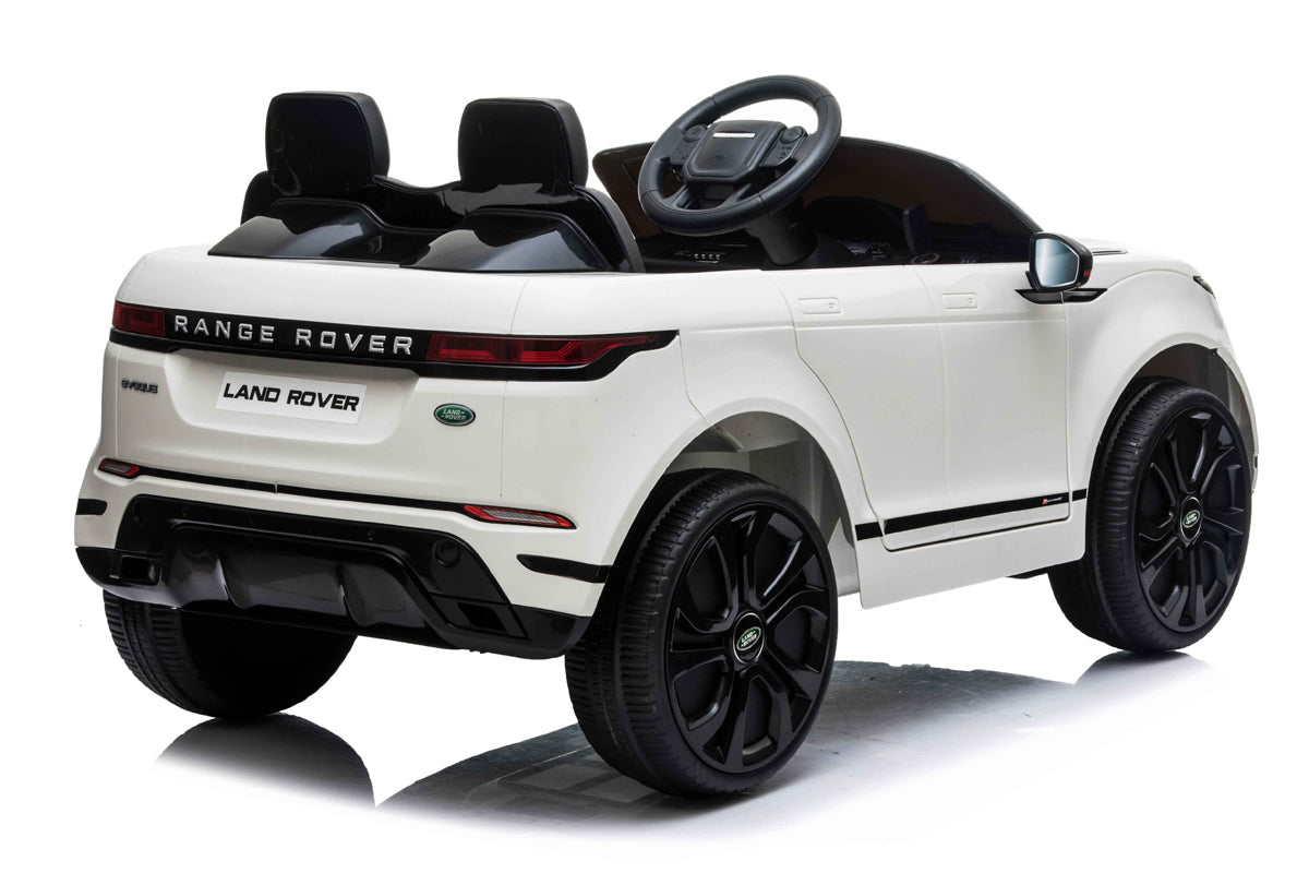 "White Range Rover Evoque Children's Electric Ride-On with Parental Control at KidsCar.co.uk on White Background."