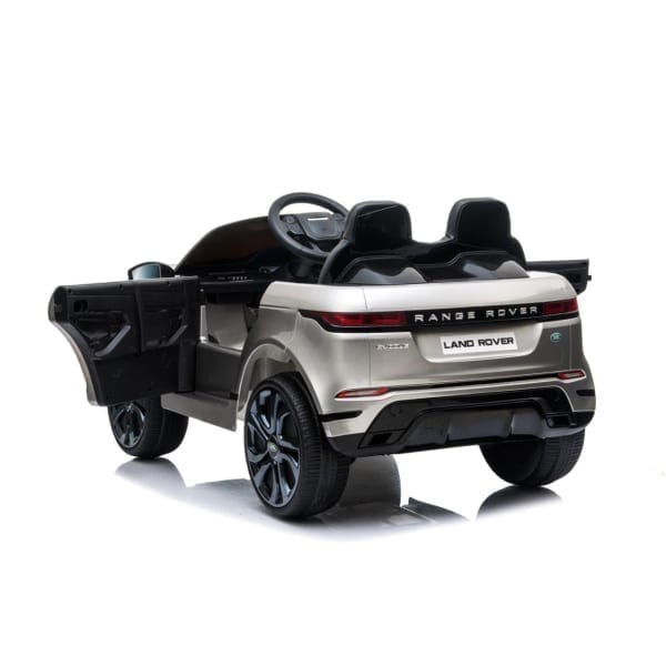 "White Range Rover Evoque kids electric ride on car featured with parental control settings."