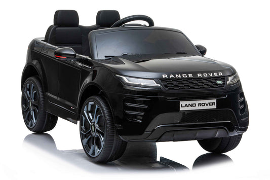 Black Range Rover Evoque kids' electric ride on car with parental control, depicted on a white background.