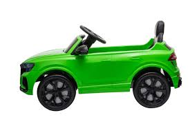 Green Audi RS Q8,12-Volt Electric Ride-on Toy Car for Kids on White Background