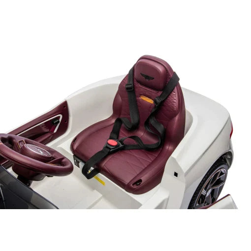 White Bentley Bacalar Children's Electric Ride-On Car with detailed interior, safety harness and Parent Remote Control