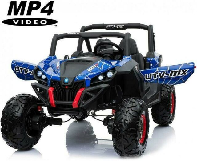 "Blue spider-man UTV-MX Buggy style kids electric ride on with EVA tyres, leather seats, and MP4 screen"