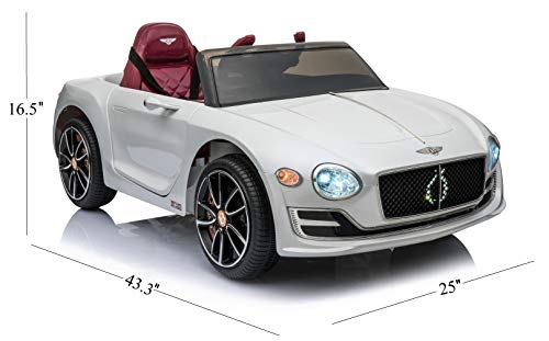 White Bentley GT EXP12 12v electric ride-on car for kids, designed to mirror a luxury convertible