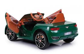 "Green Bentley GT EXP12 Kids Electric Ride-On Car with open doors and parental control feature at Kids Car Store."