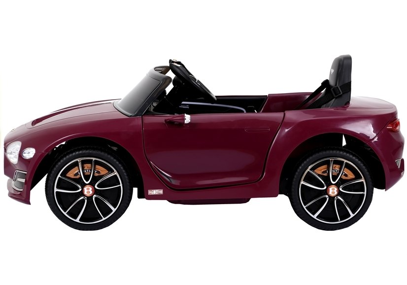 "Electric purple Bentley GT EXP12 ride-on car for kids on a white background."