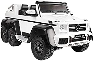 White electric Mercedes G65 jeep SUV ride-on model for kids