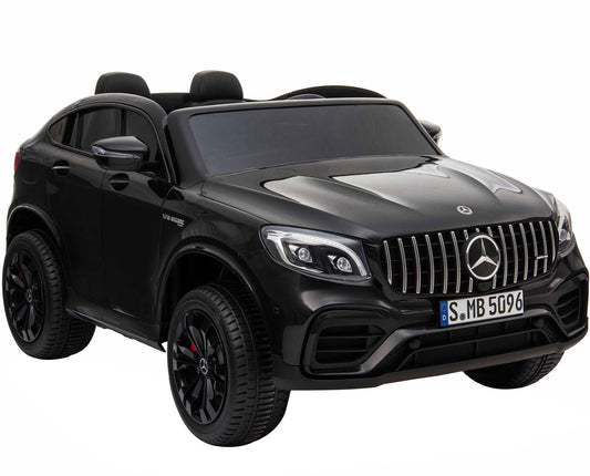 Black Mercedes AMG GLC63 S Coupe 2 Seater Electric Ride On Toy Car for Children on a White Background