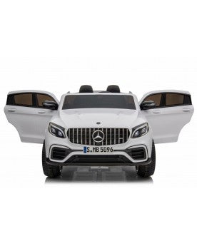 "Two-seater white Mercedes AMG GLC63 S coupe electric ride on car for kids"