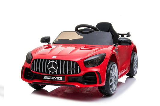 "Red Mercedes AMG GTR, 2-seater electric ride on for kids with parent remote control and MP3 input"