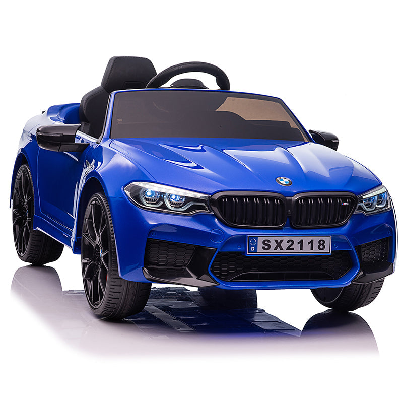 Blue BMW M5 Drift 24 Volt electric ride-on toy for kids on a white background