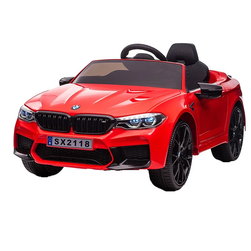 Red BMW M5 Drift electric ride on car for kids, 24 Volt model.