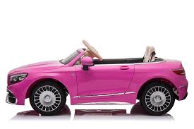 "Electric Pink Mercedes-Benz S650 for Kids with Parental Control on a White Background."