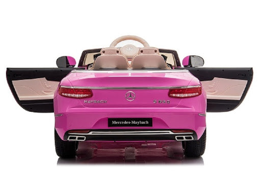 "Pink Mercedes-Benz S650 electric ride-on car for kids with parental control feature"