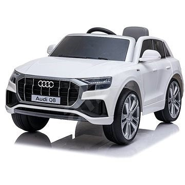 "White Audi Q8 SUV Electric Kids Car on a white background"