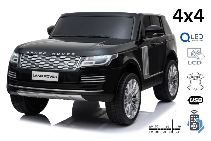 Matte black 2-seater ride-on Range Rover Vogue with parental control, enhanced with cutting-edge electric technology.