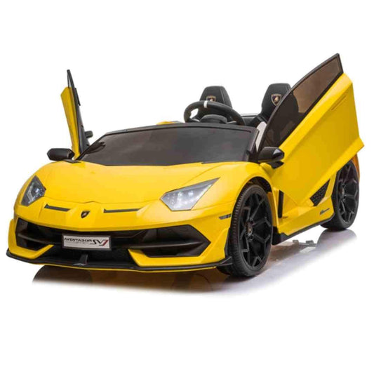 Yellow 24V XL 2-Seater Drift Mode Licensed Lamborghini SVJ Electric Ride-On Car for Kids with Open Scissor Doors
