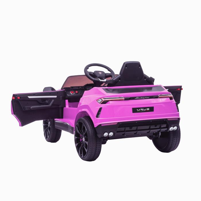 Child's pink Lamborghini Urus electric ride-on SUV on a white background.