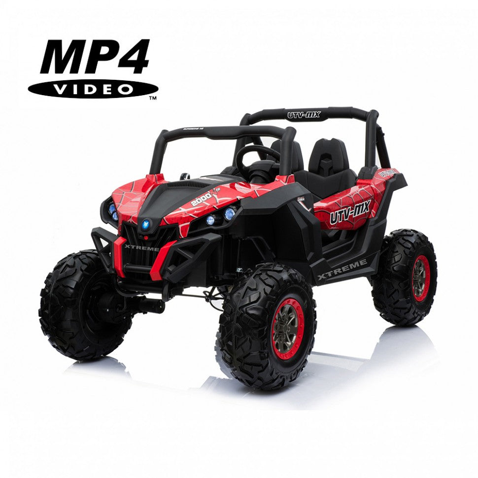 "Red and Black UTV-MX Buggy Kid's Electric Ride With EVA Tyres, Leather Seats, and MP4 Screen by UTV-MX BUGGY at Kids Car Store"