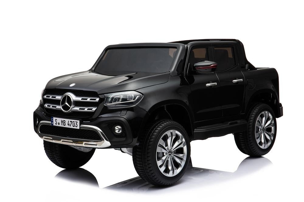 Black Mercedes X Class Pickup Electric Ride on 24 Volt Truck for Kids on a White Background.