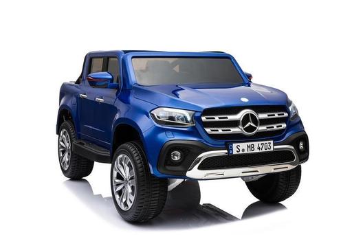 Blue Mercedes X Class Pickup Electric Ride for children on a white background
