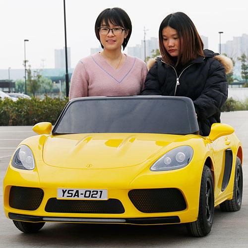 Yellow XL Porsche Super XL Electric Ride On Car with 180W Brushless Motor 24V