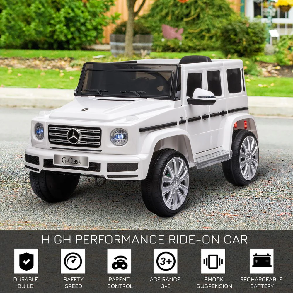 Mercedes Benz G500 12V Kids Electric Ride On Car Remote Control White HOMCOM