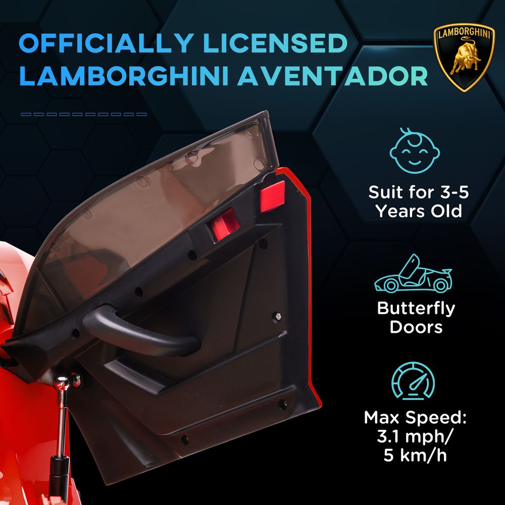 HOMCOM Lamborghini Aventador Licensed 12V Kids Electric Ride On Car - Red