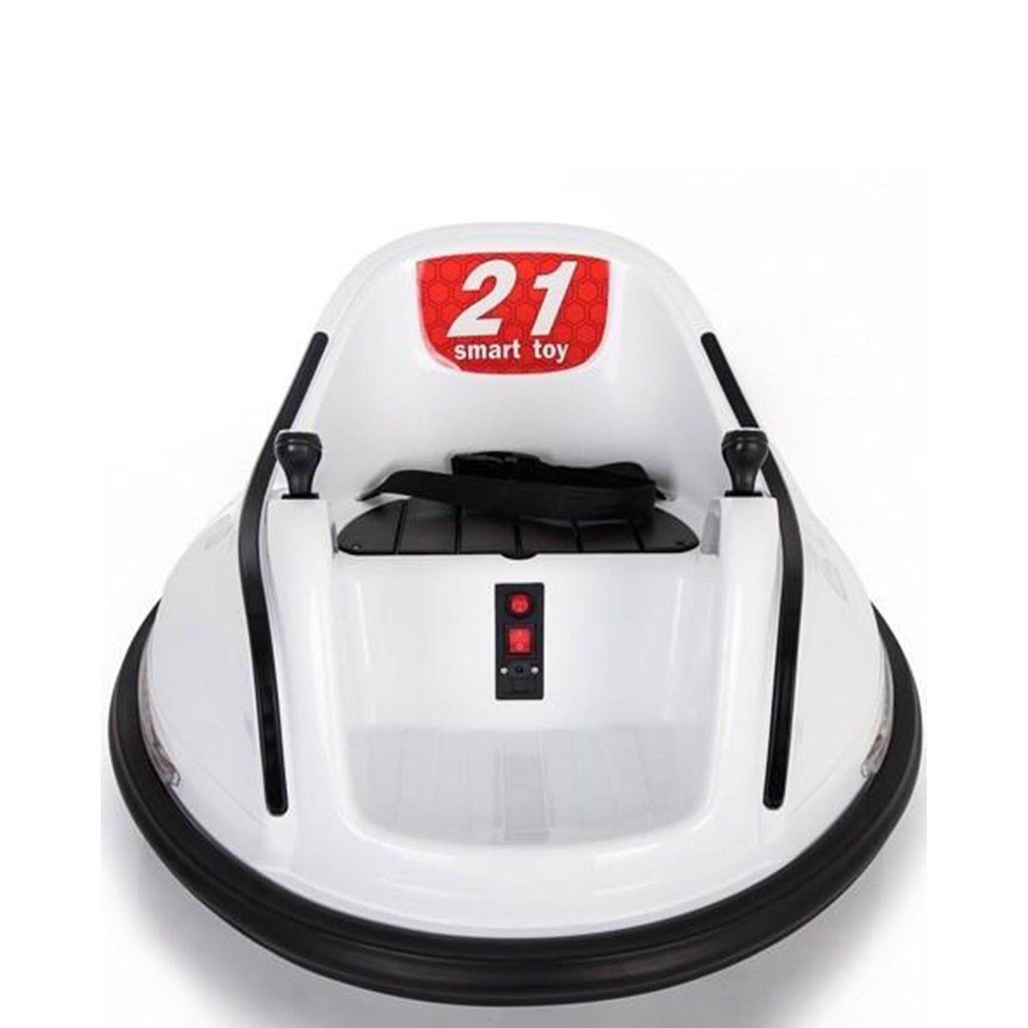 "White Rebo Kids Bumper Car - 12 Volt featuring number 21, suitable for children's electric ride on play."