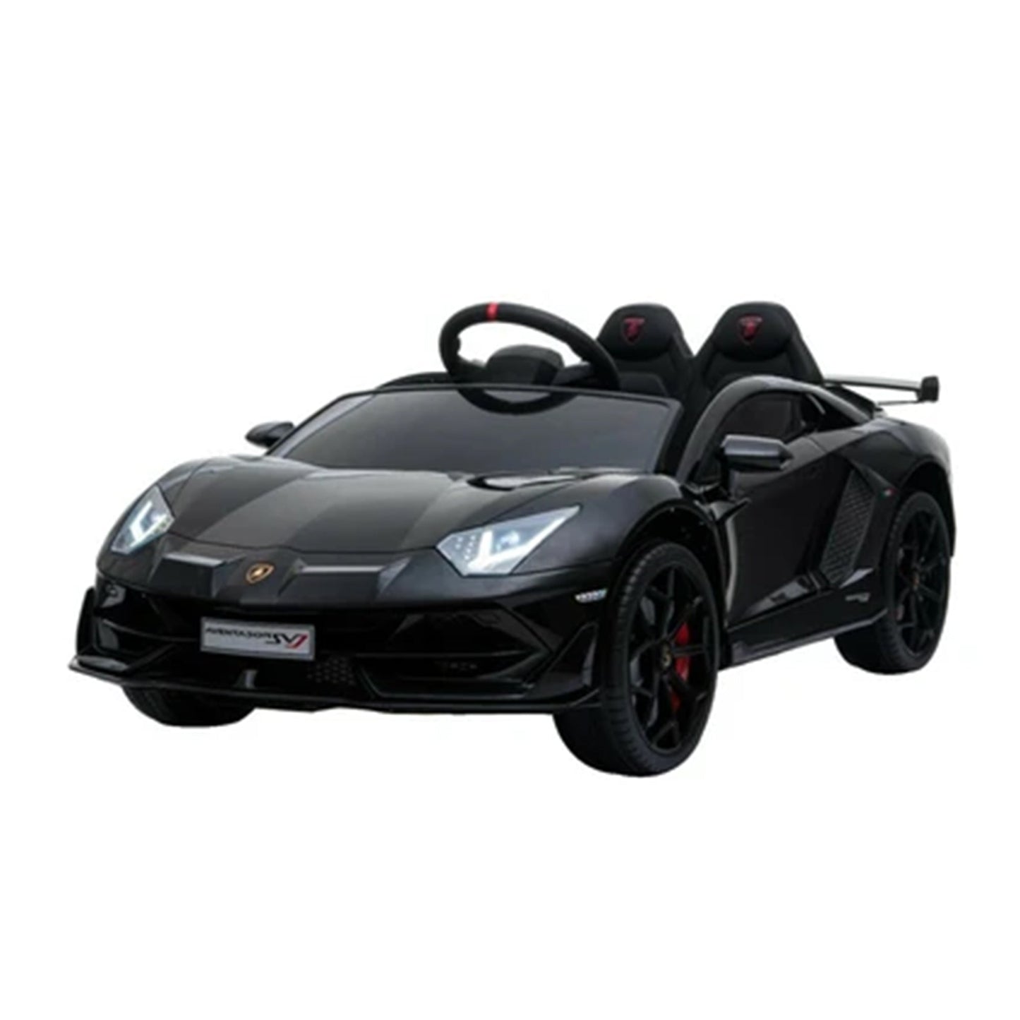 Matt Black Lamborghini SVJ electric ride on toy for kids with 2.4G parent remote control, 12 volt