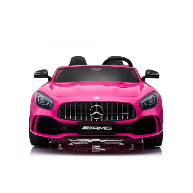 "Mercedes AMG GTR Pink Kids Electric Car with Parental Remote Control at My Store, pictured on a white background."