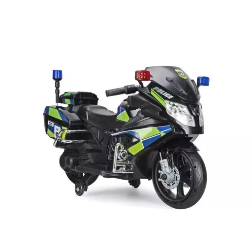 Ride On Electric Police Bike 12v with Loud Speaker Black