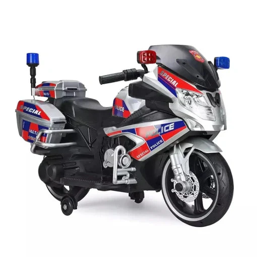 Ride On Electric Police Bike 12v with Loud Speaker- White