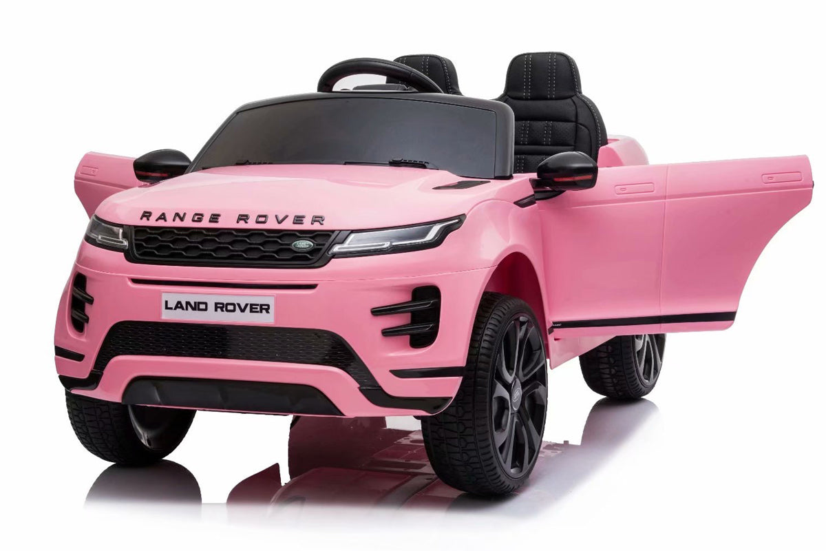 Black and white Range Rover Evoque Kids Electric Ride-on car with parental controls, displayed against a white backdrop. Courtesy of KidsCar.co.uk.