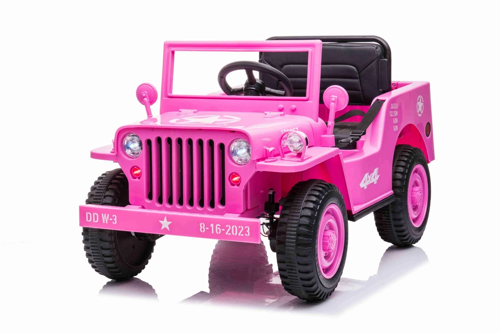 Pink Willys Jeep Single Seat Kids Car