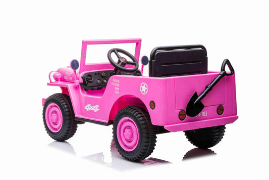 Pink Willys Jeep Single Seat Kids Car