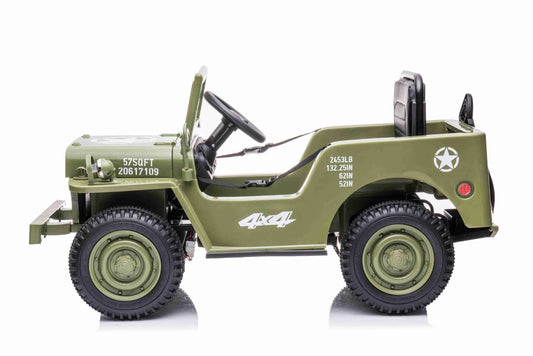 Olive Green Willys Jeep Single Seat Kids Car